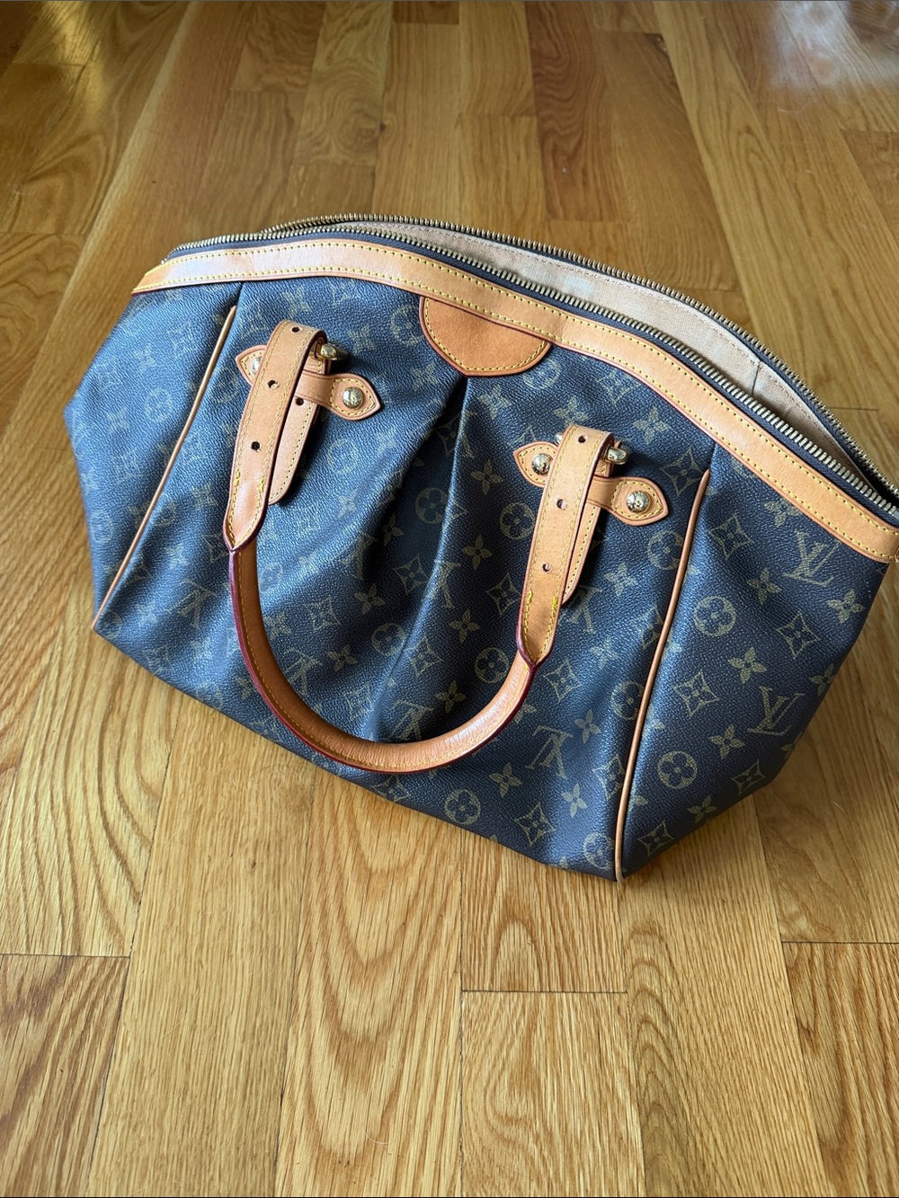 Louis Vuitton Monogram Tivoli GM Bag - Brown/Tan Leather Trim